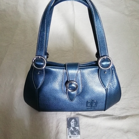 Arnaldo Bassini Italy teal leather shoulder bag - Picture 4 of 8